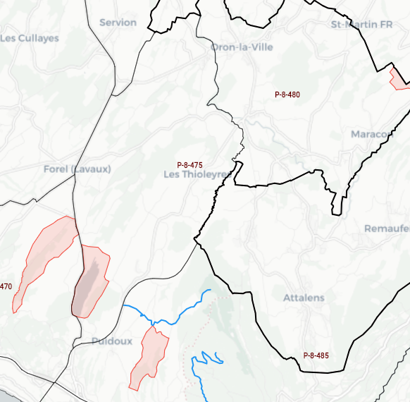 Carte des secteurs de faune Vaud