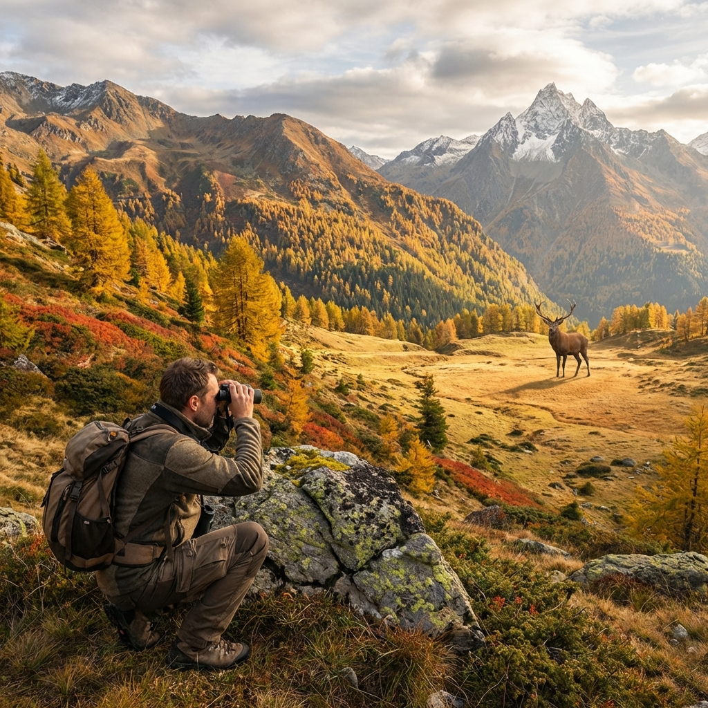 Chasseur dans les alpes suisses